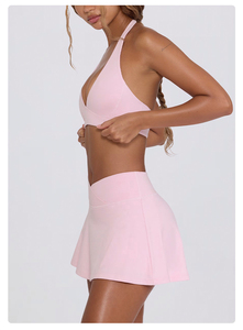 Ensemble <span class=keywords><strong>de</strong></span> jupes <span class=keywords><strong>de</strong></span> sport pour femmes, avec soutien-gorge antichoc à dos nu et jupes taille V ajustées, pour le <span class=keywords><strong>golf</strong></span>, le tennis, la gym, le yoga, la course et le fitness en extérieur - Product Image 5
