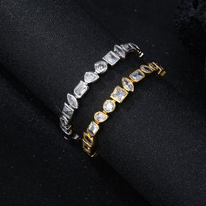 ヒップホップ女性ジュエリーアイシングアウトゴールドメッキラウンドハートスクエアカットCZリンクチェーンマルチシェイプダイヤモンドベゼルテニスネックレス - Product Image 2