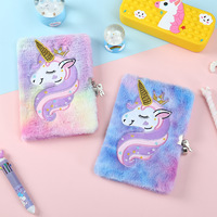 Carnet en tissu moelleux pour enfants, rose et violet, motif mignon, format A5, carnet d'écriture et de dessin, journal pour filles avec cadenas, cadeau