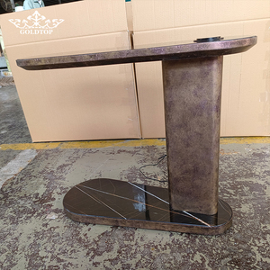 Goldtop Stone Customized Shape and Size Standard Project Lauren Black Gold <b>Marble</b> Stone Side Tables with Power Supply for Home - Product Image 2