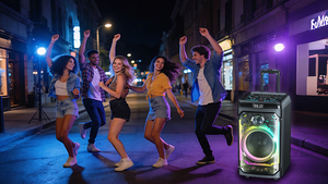 Altoparlante Trolley Trasparente per Feste con Luci RGB a Ritmo di <span class=keywords><strong>Musica</strong></span>, Boombox Karaoke da Esterno - Product Image 1