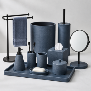 Ensemble d'accessoires de salle de bain XYR-6055 en résine, motif <span class=keywords><strong>labyrinthe</strong></span> géométrique, huit pièces, écologique, facile à nettoyer - Product Image 1