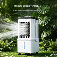 Refroidisseur d'air évaporatif solaire portable, réservoir de 15 L, ventilateur de refroidissement à eau DC à 12 vitesses avec lumière anti-moustiques LED pour le camping, la voiture et l'extérieur