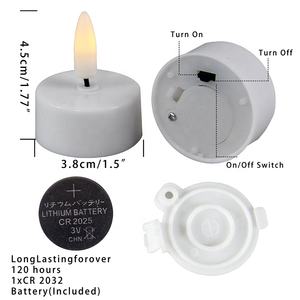 2 Packs de fausses bougies chauffe-plat sans <span class=keywords><strong>flamme</strong></span>, blanches et scintillantes, 3D Real Flame Battery Plastic LED Tea Light for Decoration - Product Image 2