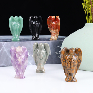 Statue d'ange en cristal naturel en gros, sculptée, pierre précieuse de guérison, ailes d'ange, sculpture en quartz, figurines pour pendentif, cadeau, décoration - Product Image 2