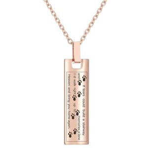 Collier urne commémoratif empreinte de patte pour cendres d'animaux de compagnie, bijou de crémation rectangulaire en acier inoxydable, souvenir pour chien, <span class=keywords><strong>chat</strong></span>, homme, <span class=keywords><strong>femme</strong></span> - Product Image 1