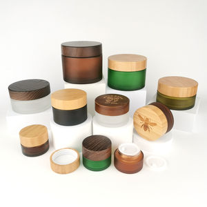 Barattolo di <span class=keywords><strong>vetro</strong></span> smerigliato 200ml 150ml 100ml barattoli cosmetici di bambù <span class=keywords><strong>50</strong></span> <span class=keywords><strong>ml</strong></span> 30 <span class=keywords><strong>ml</strong></span> Barattolo di <span class=keywords><strong>vetro</strong></span> da 15 <span class=keywords><strong>ml</strong></span> con coperchio di bambù coperchio di legno per la crema per il viso - Product Image 1