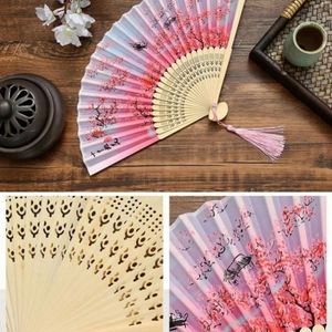 Abanico Plegable de Bambú, Estilo Retro Chino Japonés, Abanico de Seda para Danza, Elegante Decoración para el Hogar - Product Image 3