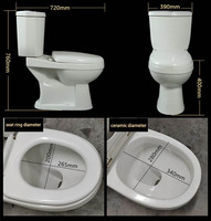 Ensemble de toilettes en céramique moderne en une seule pièce, à double chasse d'eau, cuvette ronde, siphon en S, pour l'Afrique, l'Éthiopie, salle de bain