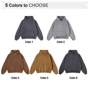 Sudadera con Capucha Vintage de Algodón 100% de Invierno, Gruesa de 420g, para Hombre y Unisex, Ajuste Holgado, Lavada, Lisa, Digital, Impermeable, Venta al por Mayor - Product Image 2