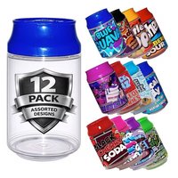Mini pot de rangement en plastique en forme de canette de soda, motifs variés avec couvercle, petit récipient pour bonbons, cadeaux de fête, loisirs créatifs DIY