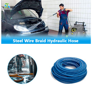Tuyau hydraulique tressé en fil d'acier pour nettoyage aéroportuaire, tuyau de lavage haute pression 50 pieds <span class=keywords><strong>6000</strong></span> psi pour camion de lavage de véhicules au sol sur piste - Product Image 1