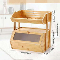 Boîte à pain rectangulaire en bambou à double couche avec porte transparente en acrylique amovible pour la cuisine, les fruits et les assaisonnements