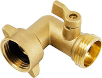 Coude de tuyau d'arrosage à 90 degrés avec robinet d'arrêt 3/4'' – Adaptateur de tuyau robuste avec 2 joints toriques en laiton massif pour l'irrigation de jardin