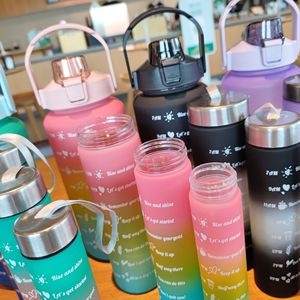 Stainless Steel Lid Gradient Water Bottle 4 Piece Set Large Capacity With Straw Outdoor Sports Use - Product Image 3