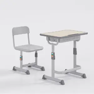 学校家具供应商学生桌小学桌椅套装中密度纤维板金属学校桌椅带抽屉