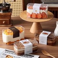 Vente de gros Tasse à mousse en plastique Boîte à dessert tiramisu Emballage de gâteau en plastique transparent Boîtes à cupcakes transparentes avec couvercle