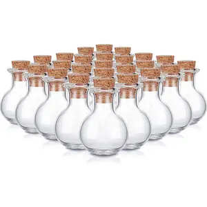 Round Shape Mini Clear Glass DIY Gift Craft Bottles with cork dropper