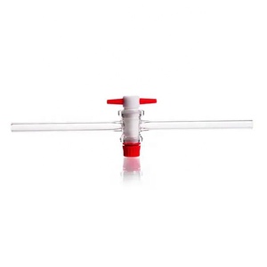 Two Way Straight Bore Glass <b>Stopcock</b> PTFE <b>Key</b> For Laboratory Use - Product Image 1