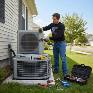 Maglietta a maniche lunghe Hvac Tech con design della bandiera americana e slogan Great Again - Product Image 3