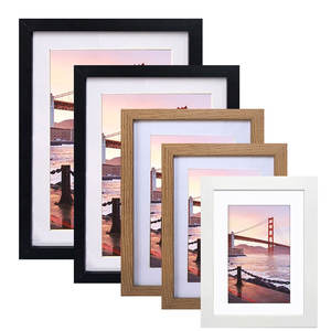 Bingkai Foto MDF Motif Kayu Putih Hitam 3.5x5 4x6 5x7 6x8 8x10 10x12 A3 A4 Bingkai Gambar Sederhana Berbalut Kertas Kayu - Product Image 1