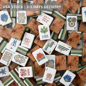 Stock USA : 160 tuiles de mahjong en acrylique de luxe, jeu de mahjong portable, cadeau pour femmes, divertissement, livraison rapide depuis l'entrepôt de LA - Product Image 1