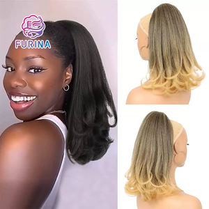 Extensions de queue de cheval synthétiques ondulées Yaki 2025 en gros, en fibre haute température, avec filet de maintien inversé - Product Image 4