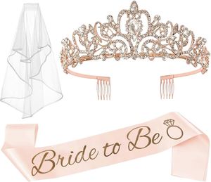 3 Pièces de Décorations pour Enterrement de Vie de Jeune Fille : Couronne, Écharpe et Voile pour Future Mariée, Cadeaux pour Femme - Product Image 2