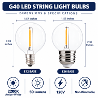 Prix usine extérieur résistant aux intempéries G40 guirlande lumineuse lampe à LED 120V E26 E12 ampoule en plastique sans scintillement Compatible avec guirlande lumineuse