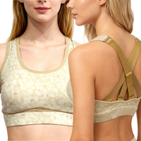 Soutien-gorge de sport respirant pour femme avec découpes, motif mouette dorée imprimé par transfert thermique, bretelles croisées, OEM ODM, vêtements de yoga