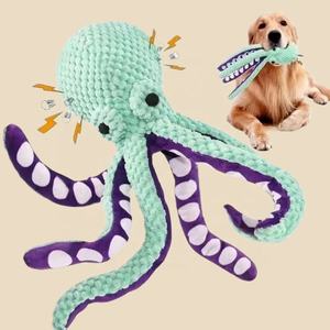 Evcil Kedi Köpek Aksesuarları Yüksek Kaliteli Ahtapot Ses Etkileşimli Çınlayan Yünlü Kedi Köpek Çiğneme Oyuncakları - Product Image 1