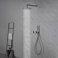 Ensemble de douche en laiton, forme ronde, avec mitigeur de salle de bain encastré pour eau chaude et froide