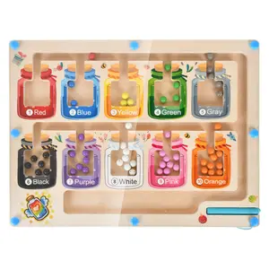 Magnetic Color and Number Maze Toddler Fine Motor Skills Wooden Magnet Board Puzzle Game Color Sorting