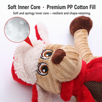 Pawstar – Nouveauté en stock : Ensemble de jouets pour chien en peluche personnalisable en coton PP – Père Noël, renne, jouet à mâcher couineur (BiBi) pour cadeau de Noël