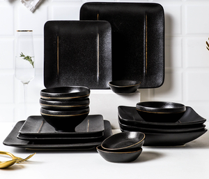 Ensemble de vaisselle en porcelaine écologique personnalisé, noir mat, texture premium, vaisselle fine personnalisée pour les hôtels - Product Image 6