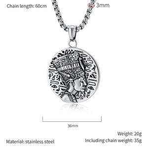 Collier pendentif en acier inoxydable étanche et inaltérable, motif Pharaon égyptien Néfertiti HipHop 2026, pour hommes, vente en gros - Product Image 6