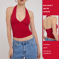Débardeur Halter Y2K pour femme, sans manches, simple, style streetwear, coupe ajustée, léger, décontracté d'été, vente en gros