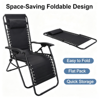 Fauteuil inclinable zéro gravité portable en métal, design moderne, multifonctionnel, confortable, respirant, pliable, avec coussin de villa, personnalisable