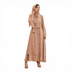 Dubai Ladies Modest <b>Long</b> Floor Length Abaya <b>Dress</b> Islamic Ethnic Fashion Plain Polyester Cotton Chiffon Women - Product Image 2