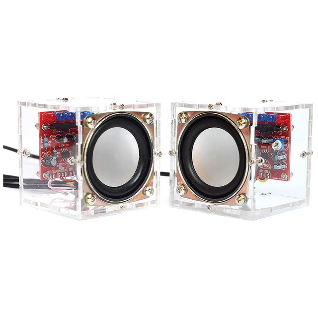 Upgraded USB Mini Amplifier Electronic Transparent Stereo Speaker Box Sound Amplifier DIY Kit Electronic Learning
