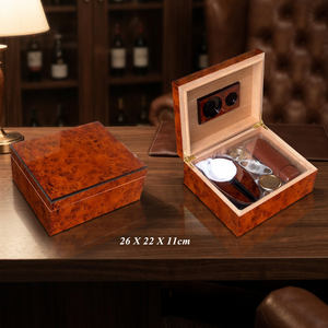 Humidor de Cigarros Cuadrado de Madera Ecológico de Diseño Clásico de 25 Unidades, para Todas las Estaciones, 26x22x11cm, 0160-H-SET - Product Image 2