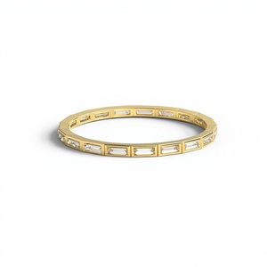 Luxury 18K Gold Plated Baguette Diamond 0.50ct Light-Weight Full Eternity Band Bezel Set Wedding Band <b>Stacking</b> <b>Ring</b> Jewelry Gift - Product Image 1
