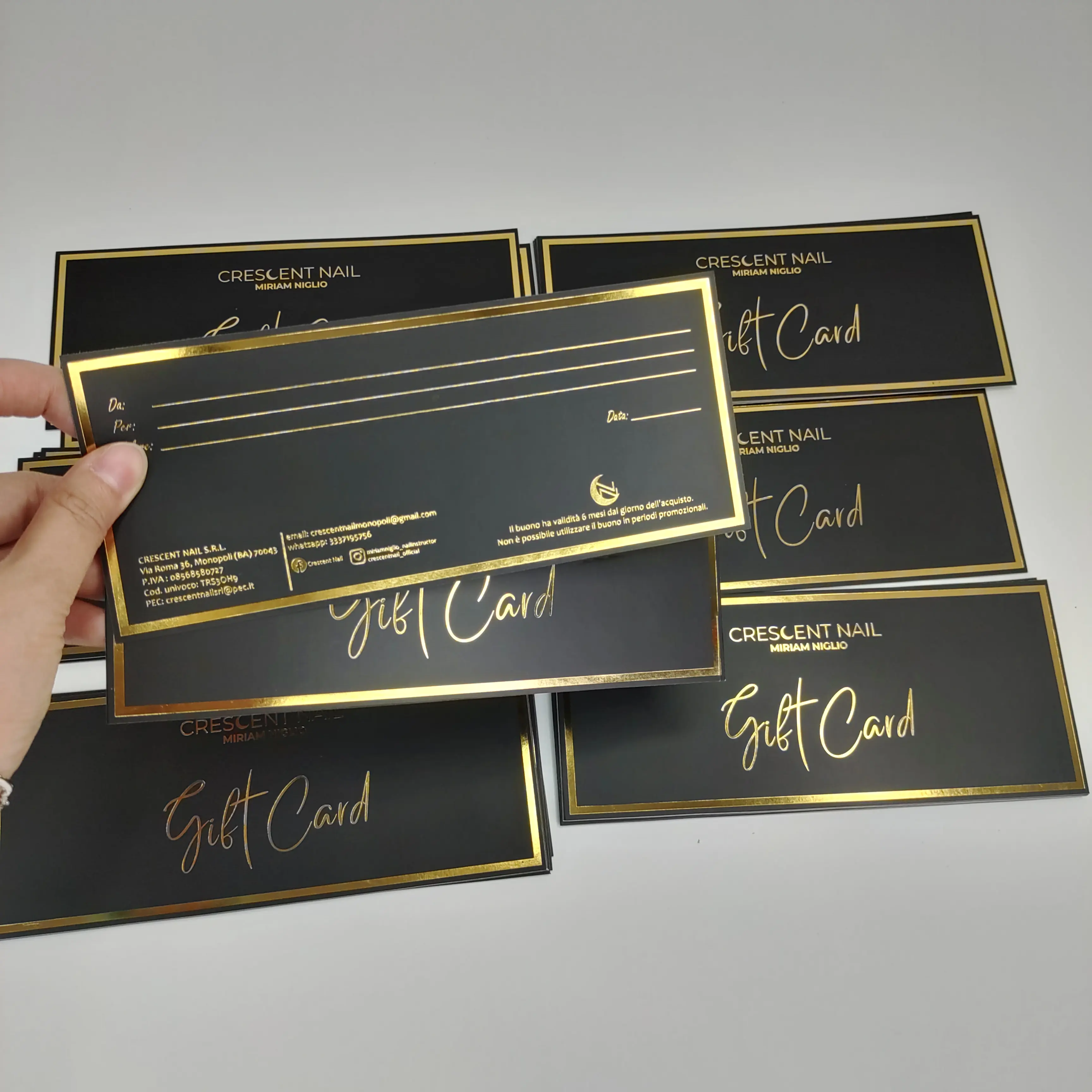 Tarjeta de agradecimiento personalizada barata para tarjetas de felicitación de negocios con logotipo de lámina dorada, Impresión de tarjetas de agradecimiento
