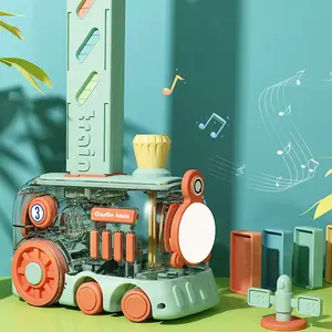 Lernspiel 80 Stück Domino Zug Sound und Licht Kunststoff Getriebe Batterie Zug