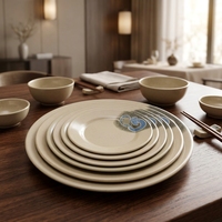 Assiette ronde en mélamine beige de 12 pouces pour restaurant chinois, hôtel, restauration, vente en gros, OEM, ODM, directement de l'usine
