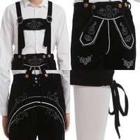Costume traditionnel bavarois brodé, longueur genou, pour l'Oktoberfest, avec bretelles réglables, en polyester noir, pour adulte, OEM