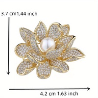 Broche Fleur de Lotus de Luxe avec Strass et Faux Perles, Épingle de Revers, Accessoire de Costume pour Mariage et Banquet, Bijou Cadeau