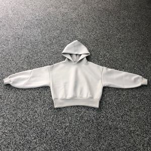 Yingling 500GSM 600GSM Hombres de gran tamaño Grueso Peso pesado Algodón Recortado Boxy Sudadera con capucha en blanco - Product Image 5