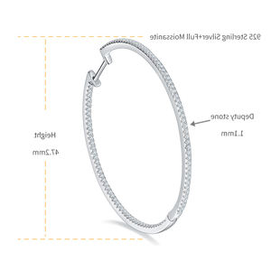 Pendientes de Aro de Silicona con Moissanita de 50 mm, Chapados en Oro y Plata, Unisex, para Fiestas - Product Image 6