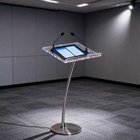 Pupitre de conférence en acrylique en gros pour usine, pupitre d'église personnalisé, podium portable pour performance extérieure, idéal pour discours